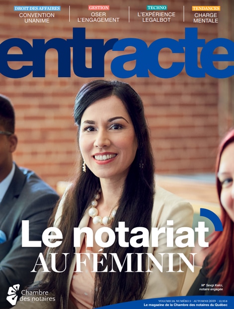 Magazine cover of "Le notariat au féminin"
