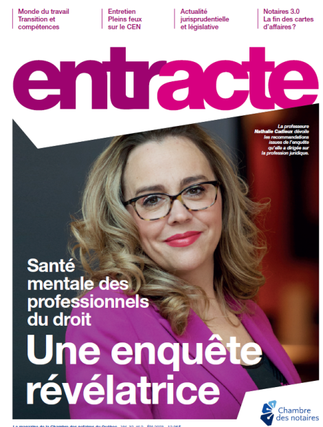 Magazine cover of "Santé mentale des professionnels du droit : une enquête révélatrice"